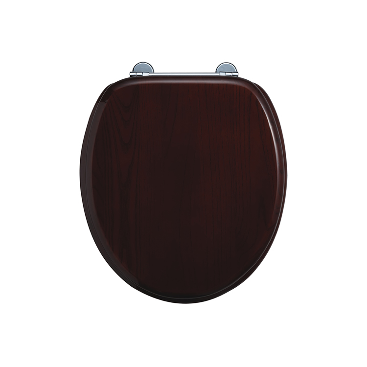Wooden standard mahogany toilet seat with handles